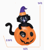 Inflatable Pumpkin With A Witch Black Cat 3