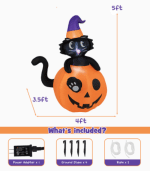 Inflatable Pumpkin With A Witch Black Cat 2