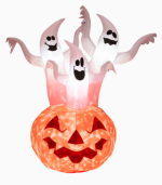 Inflatable Ghosts Inside Pumpkins with LED Spinning Lamp
